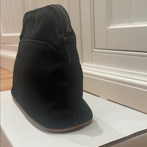 Black Hermes Canvas Pouch with Beige Leather Trim - Picture 5 of 11